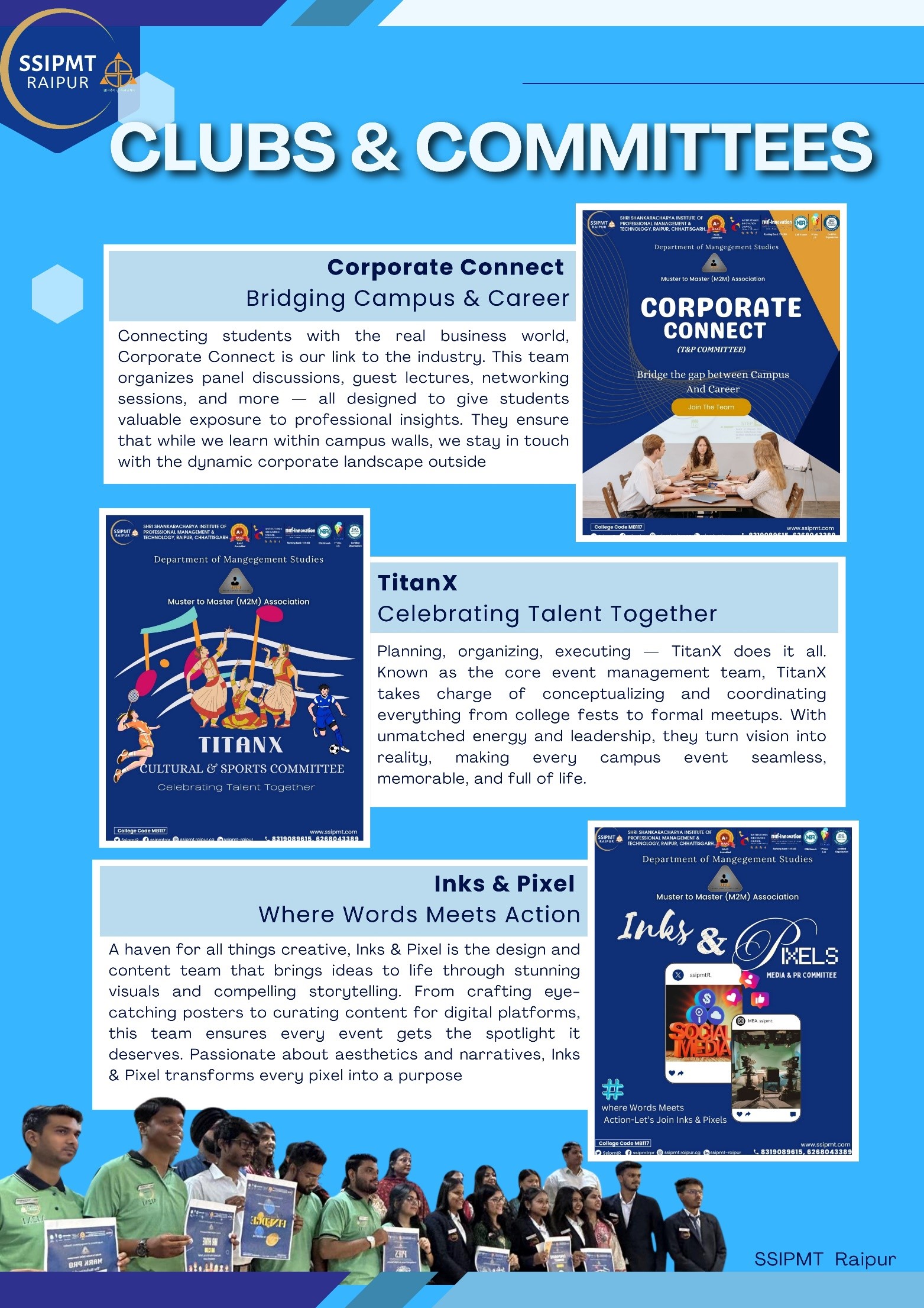 MBA Clubs & Committees, SSIPMT Raipur